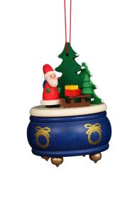 10-0925 Christian Ulbricht Ornaments - Blue Music Box with Santa