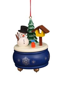  10-0926 Christian Ulbricht Ornaments - Blue Music Box with Snowman New 2022