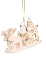10-0928 Christian Ulbricht Ornaments - White Sled with Santa 