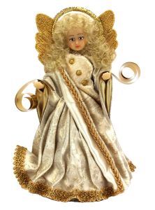 Eggl of Bavaria, Germany Handmade Angel with Wax Face and Hands Gold