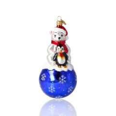 BluBom Szklana Gwiazda Polish Ornaments Snowman with Penguin