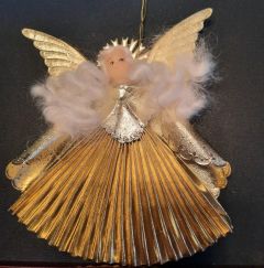  Nuremberg Foil Angel Ornament Gold with Wax Head