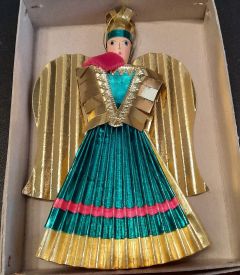 Nuremberg Foil Angel Ornament Green