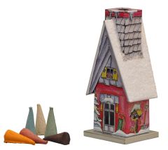 Knox Incense Pine with Metal Red Winter Hut Design Smoke House