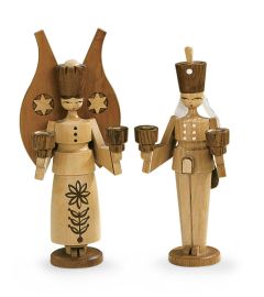 24100 Mueller German Angel and Miner Candle Holders