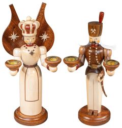 24204 Mueller German 12-inch Angel and Miner Candle Holders