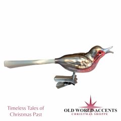 Timeless Tales German Glass Bird with Open Beak Clip On