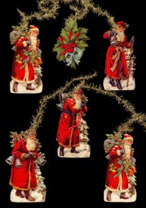Ernst Freihoff Victorian Paper Ornaments set of 6 Santa
