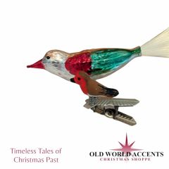 Timeless Tales German Glass Bird with Baby Bird Clip On