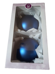 Inge Glas German Glass (Set of 2) Matte Blue 4" Ball Ornament