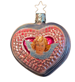 Inge Glas-Old World Christmas Retired Angel on Heart Ornament Double Side