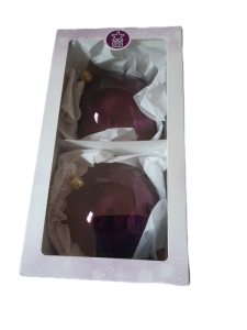Inge Glas German Glass (Set of 2) Shiny Purple Ornaments