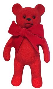 3504R Ino Schaller Bear Beaded with Velvet Bow Red