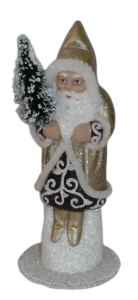 Ino Schaller Santa Gold Brown White Glitter Accents 