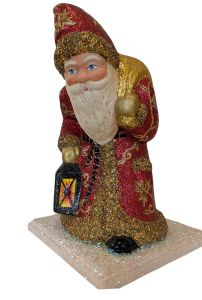 Ino Schaller Large Santa Red w/Gold Leaf, Base New 2025