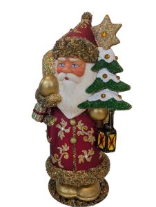 Ino Schaller Santa Red with Gold Leaf, Crystals and Lantern New 2025