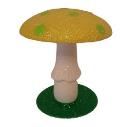 0122-Y Ino Schaller Spring Mushroom Yellow with Green Dots