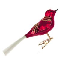 Timeless Tales German Glass Red Clip on Bird