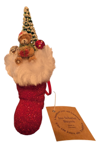 Ino Schaller Red Santa Boot Beaded Ornament