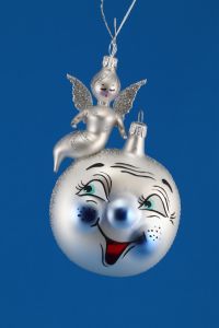 VN 9033 Soffieria De Carlini Vintage White Angel on Moon Ornament 